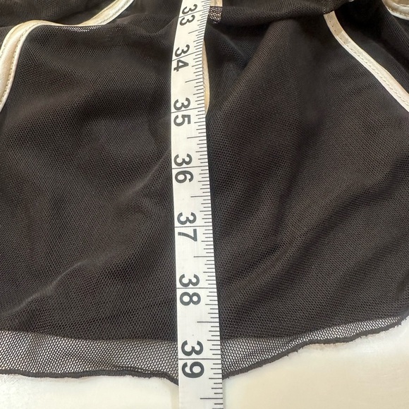 SANDRA DARREN MIDI Black Mesh Dress White Stripes Under-slip Included Size 12 - Picture 7 of 7